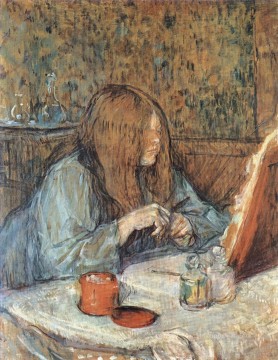 アンリ・ド・トゥールーズ・ロートレック Painting - 鏡台に立つププール夫人 1898年 トゥールーズ ロートレック アンリ・ド